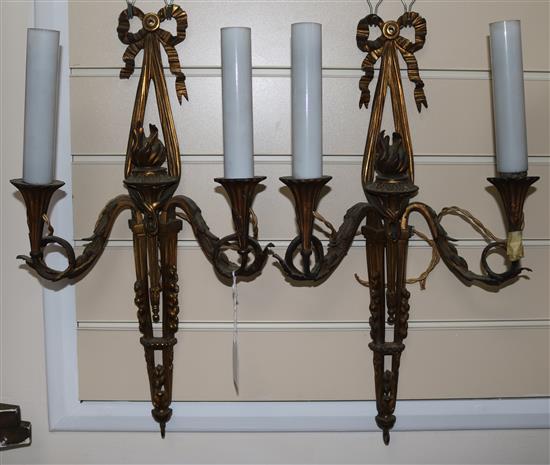 A pair of ormolu wall lights